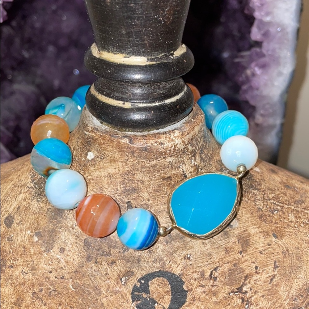 Beautiful blue coral stone bracelet